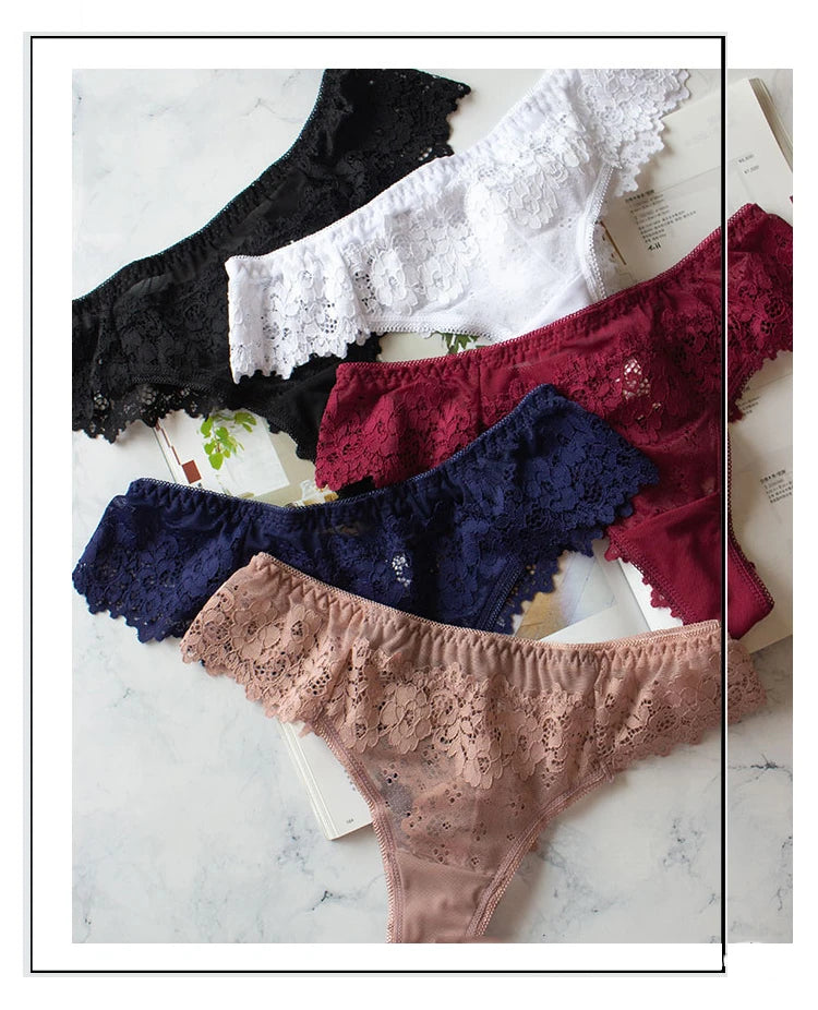 Sexy Panties For Women Underwear Lace Low-waist Solid Underpant Women's Lingerie Transparent Thong Hollow Out Female Briefs