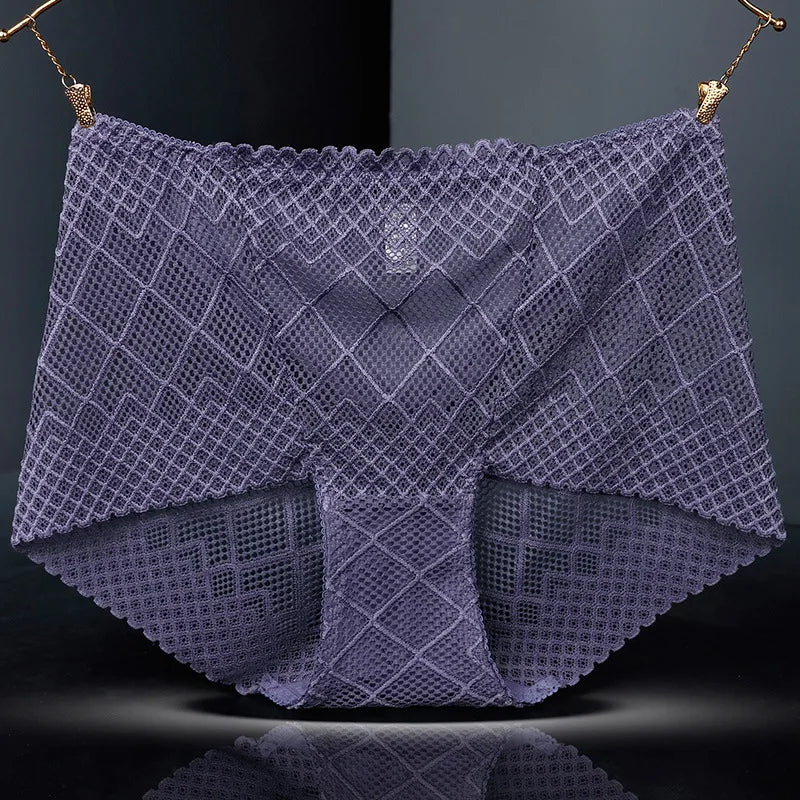 Underwear women lace sexy panties lingerie high waist  hollow transparent plus size cotton crotch briefs ladies underpants new
