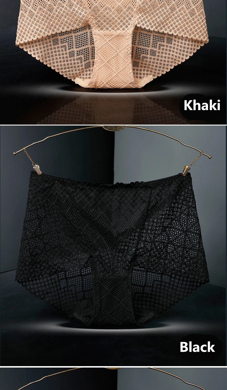 Underwear women lace sexy panties lingerie high waist  hollow transparent plus size cotton crotch briefs ladies underpants new