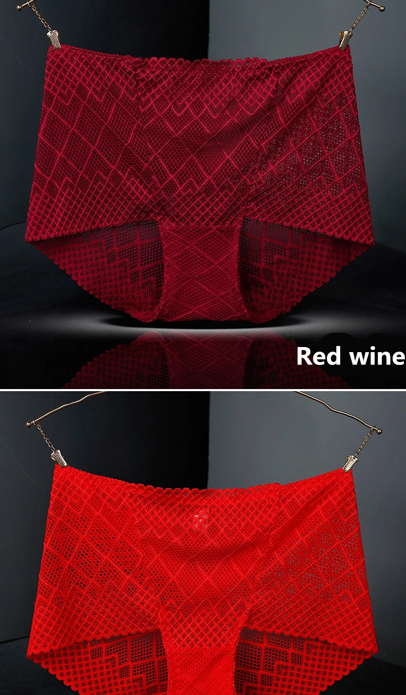 Underwear women lace sexy panties lingerie high waist  hollow transparent plus size cotton crotch briefs ladies underpants new