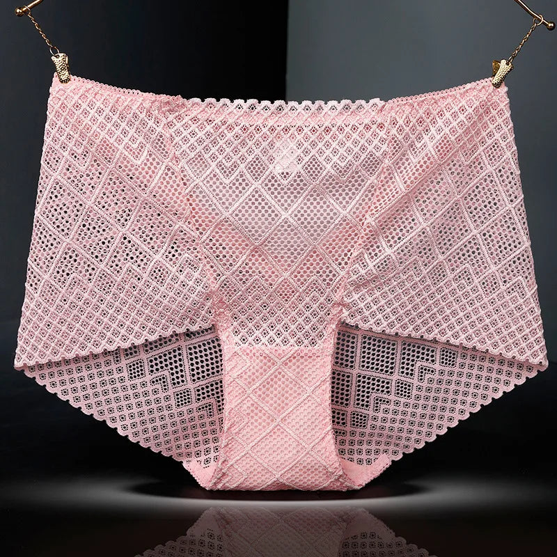 Underwear women lace sexy panties lingerie high waist  hollow transparent plus size cotton crotch briefs ladies underpants new