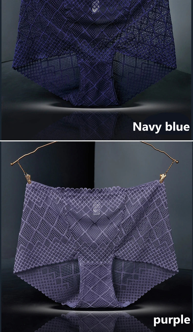 Underwear women lace sexy panties lingerie high waist  hollow transparent plus size cotton crotch briefs ladies underpants new