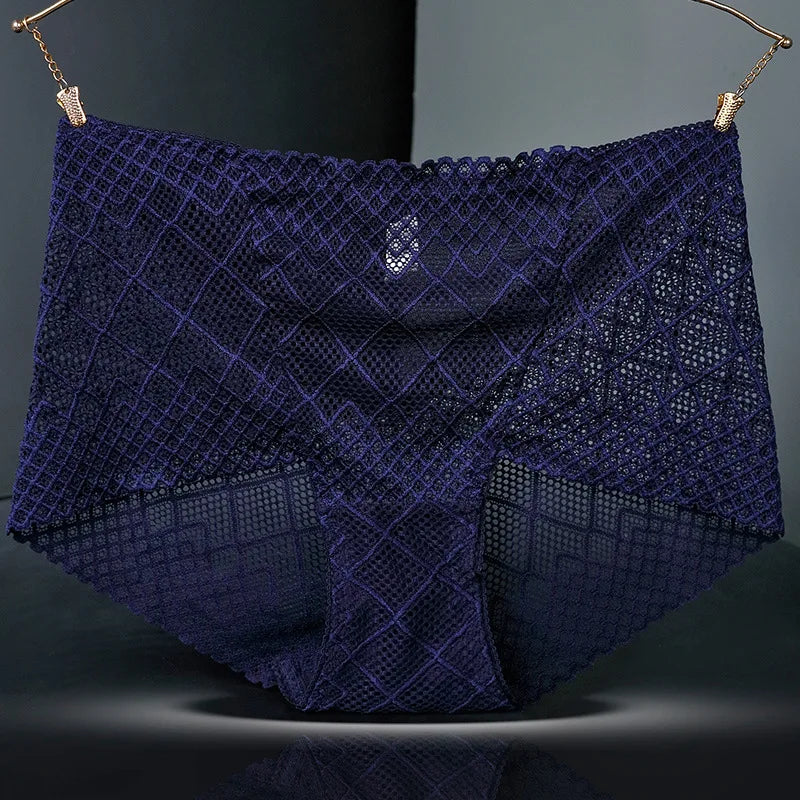 Underwear women lace sexy panties lingerie high waist  hollow transparent plus size cotton crotch briefs ladies underpants new