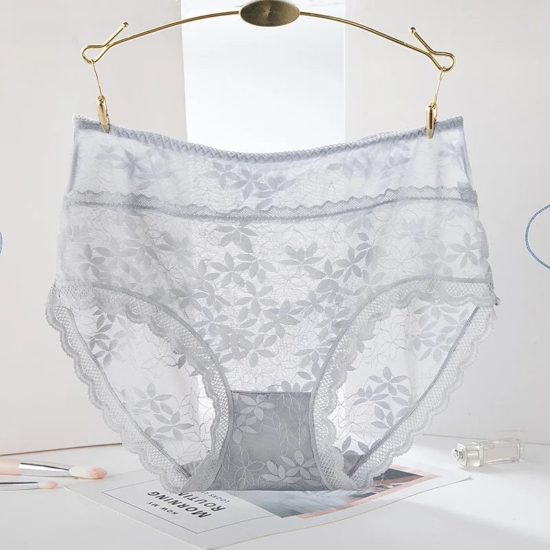 Sexy Lace Women Underwear High Waist Seamless Thin Female Panties High Elasticity Transparent Big Size for Plump Women Breifs