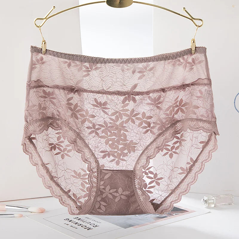 Sexy Lace Women Underwear High Waist Seamless Thin Female Panties High Elasticity Transparent Big Size for Plump Women Breifs