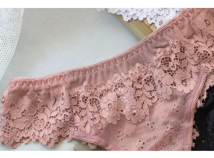 Sexy Panties For Women Underwear Lace Low-waist Solid Underpant Women's Lingerie Transparent Thong Hollow Out Female Briefs