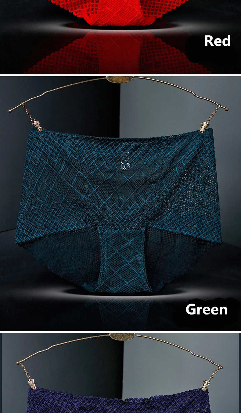 Underwear women lace sexy panties lingerie high waist  hollow transparent plus size cotton crotch briefs ladies underpants new