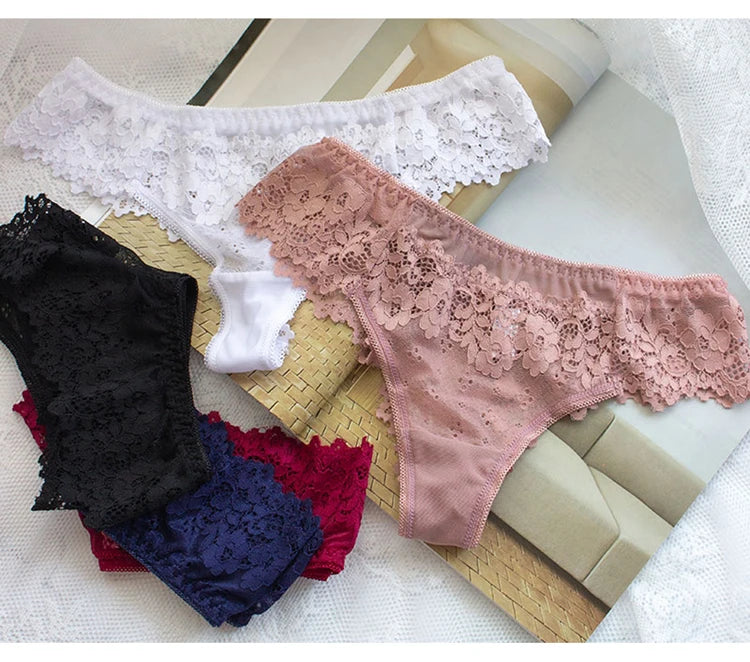 Sexy Panties For Women Underwear Lace Low-waist Solid Underpant Women's Lingerie Transparent Thong Hollow Out Female Briefs
