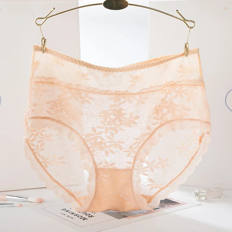Sexy Lace Women Underwear High Waist Seamless Thin Female Panties High Elasticity Transparent Big Size for Plump Women Breifs