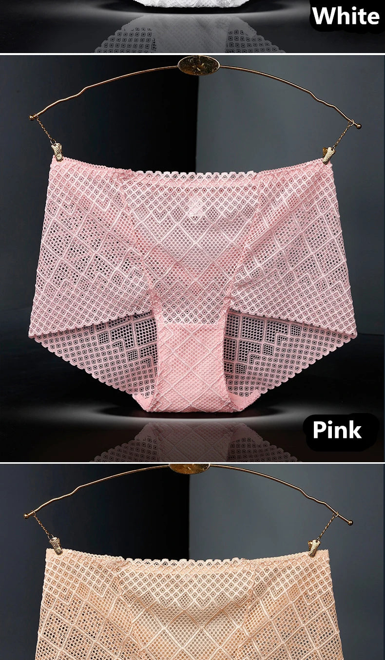 Underwear women lace sexy panties lingerie high waist  hollow transparent plus size cotton crotch briefs ladies underpants new