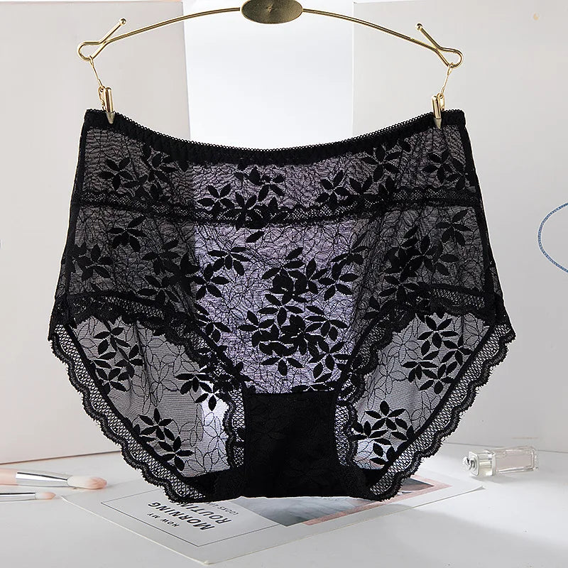 Sexy Lace Women Underwear High Waist Seamless Thin Female Panties High Elasticity Transparent Big Size for Plump Women Breifs