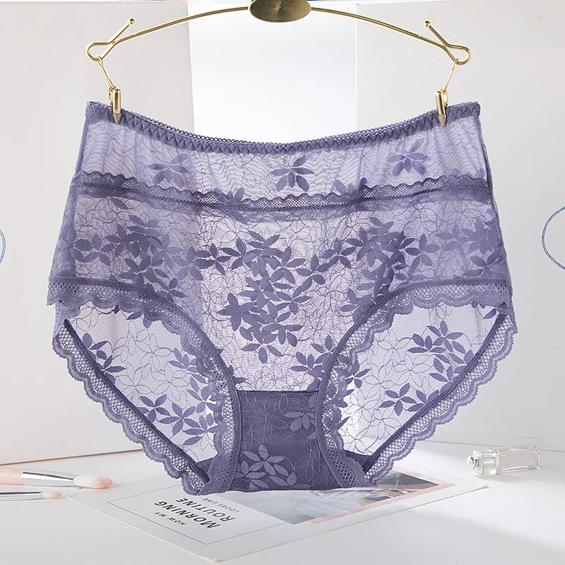 Sexy Lace Women Underwear High Waist Seamless Thin Female Panties High Elasticity Transparent Big Size for Plump Women Breifs