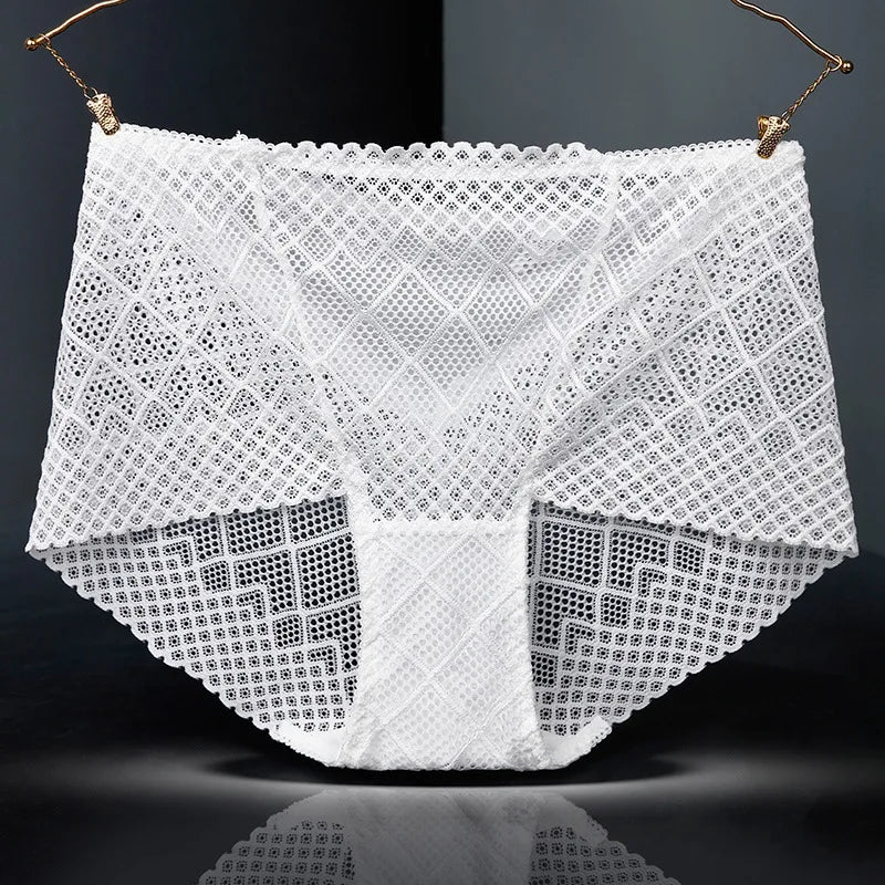 Underwear women lace sexy panties lingerie high waist  hollow transparent plus size cotton crotch briefs ladies underpants new