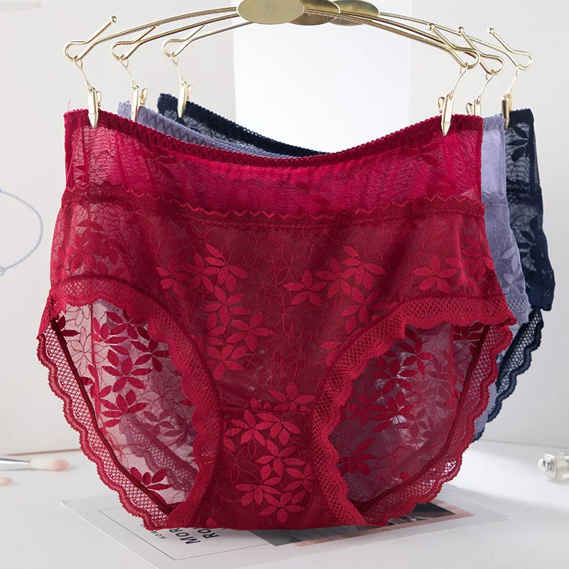 Sexy Lace Women Underwear High Waist Seamless Thin Female Panties High Elasticity Transparent Big Size for Plump Women Breifs