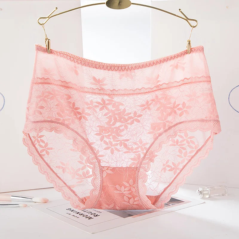 Sexy Lace Women Underwear High Waist Seamless Thin Female Panties High Elasticity Transparent Big Size for Plump Women Breifs