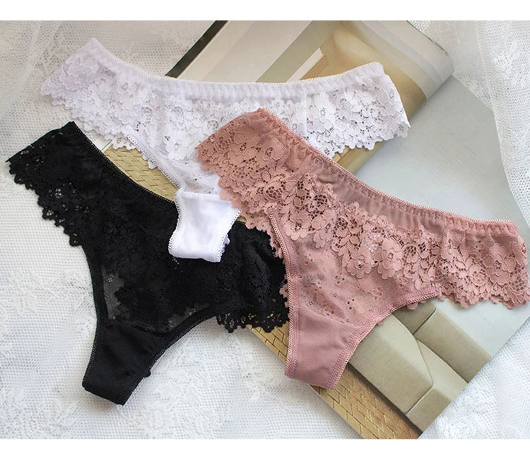 Sexy Panties For Women Underwear Lace Low-waist Solid Underpant Women's Lingerie Transparent Thong Hollow Out Female Briefs