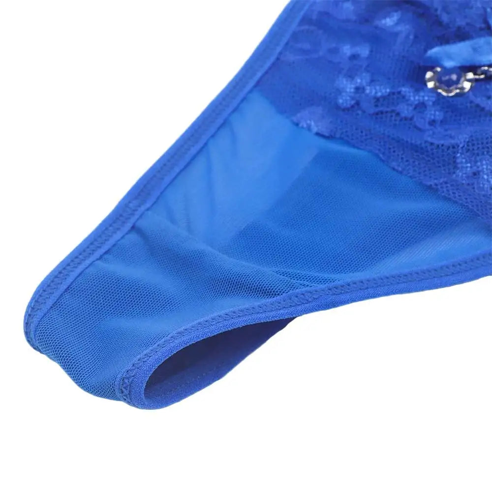 Women Lace Panties Thongs Pearl Pendant Lace Embroidery G-String T-Back Briefs Underwear Adjustable Ladies Panties Sexy Lingerie