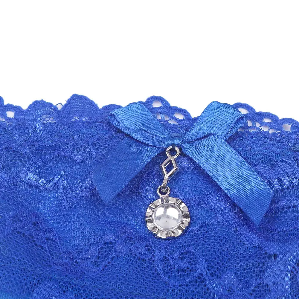 Women Lace Panties Thongs Pearl Pendant Lace Embroidery G-String T-Back Briefs Underwear Adjustable Ladies Panties Sexy Lingerie