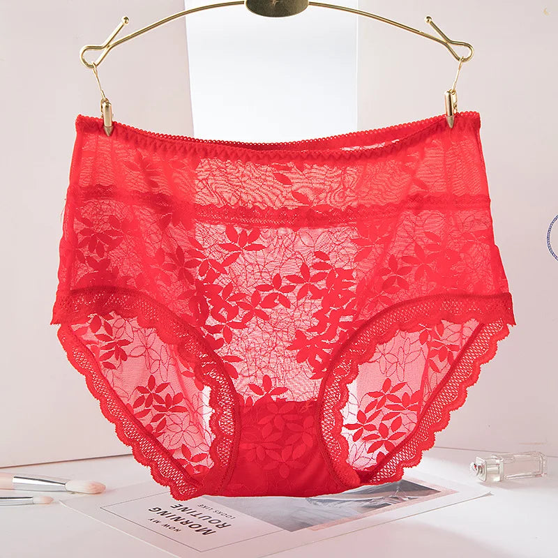 Sexy Lace Women Underwear High Waist Seamless Thin Female Panties High Elasticity Transparent Big Size for Plump Women Breifs