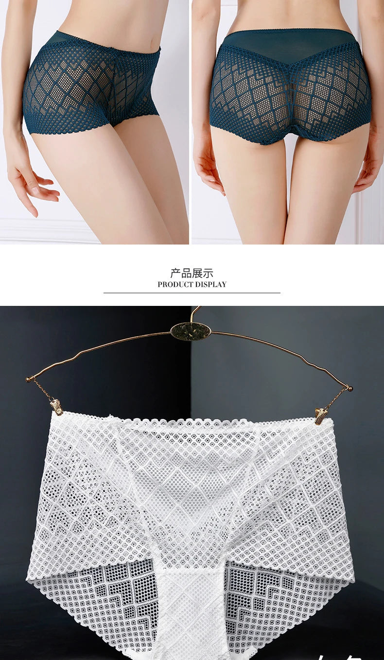Underwear women lace sexy panties lingerie high waist  hollow transparent plus size cotton crotch briefs ladies underpants new