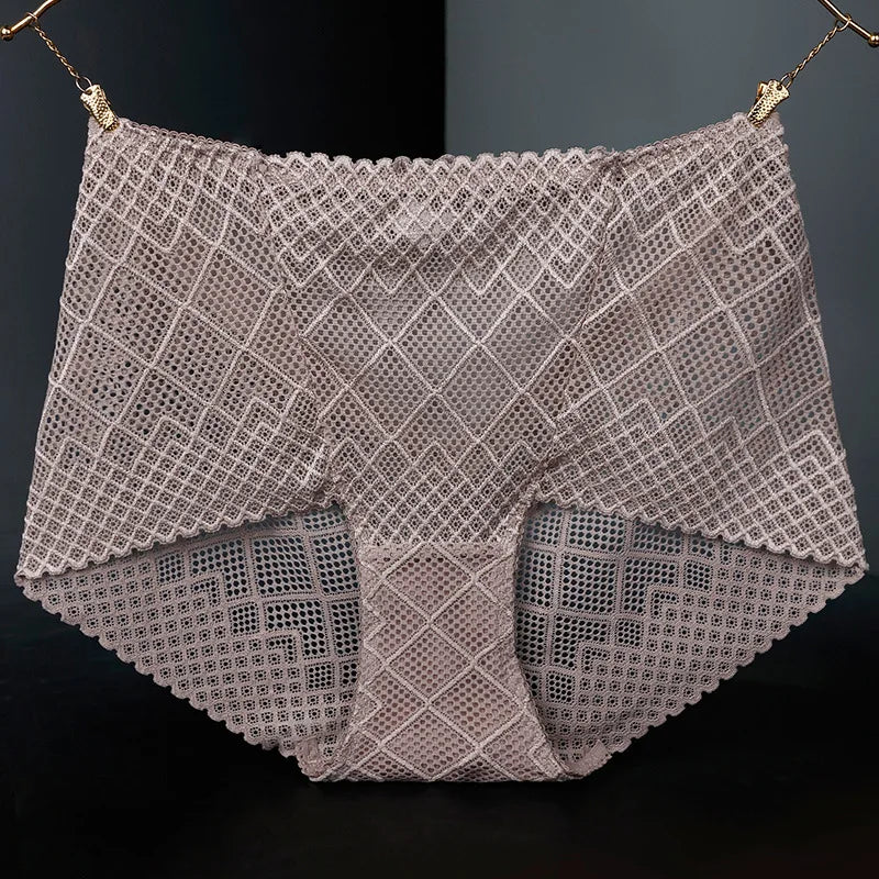Underwear women lace sexy panties lingerie high waist  hollow transparent plus size cotton crotch briefs ladies underpants new