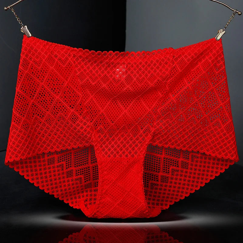 Underwear women lace sexy panties lingerie high waist  hollow transparent plus size cotton crotch briefs ladies underpants new