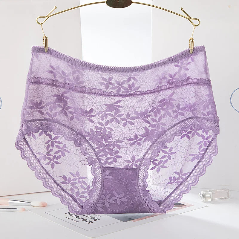 Sexy Lace Women Underwear High Waist Seamless Thin Female Panties High Elasticity Transparent Big Size for Plump Women Breifs