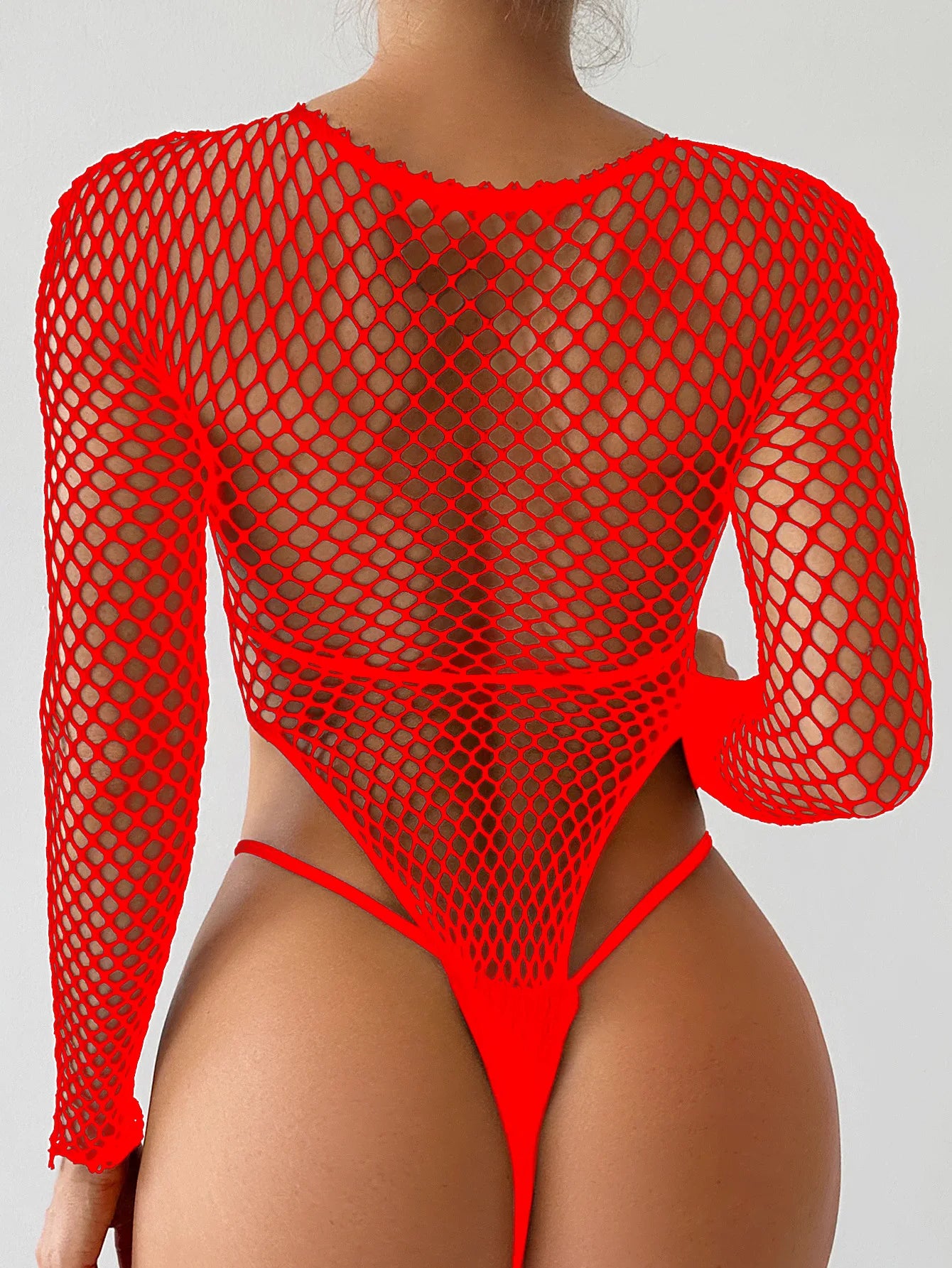 Erotic Women Sexy Fishnet Hollow Swimsuit High Fork Thongs Sexy See-Through Exotic Bikini Underwear Transparent Bodysuits