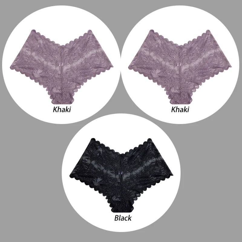 3PCS Underwear Women Sexy Lace Women Panties Seamless Hollow Out Briefs Transparent Female Underwear Breathable Lingerie