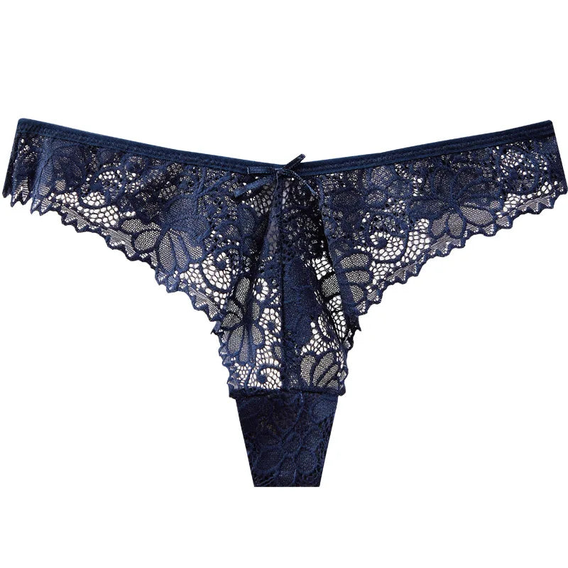 Thong Panty for Women Low Waist Lace Underwear Hollow Transparent T-pants