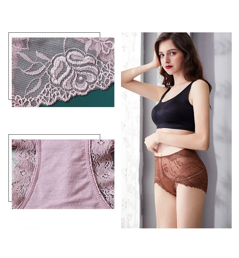 Sexy Lace Panties Women's Underwear   Female Underpants    Comfy  Elegant Briefs Transparent  Light Breathable   Lingerie