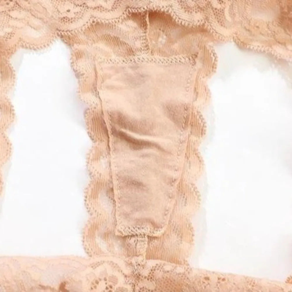 Sweet Low Waist Lace Seamless Panties Thong Bow Underwear for Women Transparent Cotton Crotch Mesh Lace Briefs Lady
