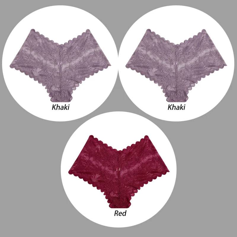 3PCS Underwear Women Sexy Lace Women Panties Seamless Hollow Out Briefs Transparent Female Underwear Breathable Lingerie