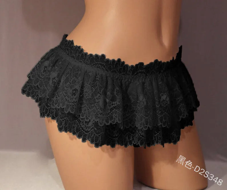 Sexy Underwear Women Erotic G-String Lace See Through Miniskirt Garter Belt Porno Panties Flirting Sex Lingerie Pole Dance Tanga