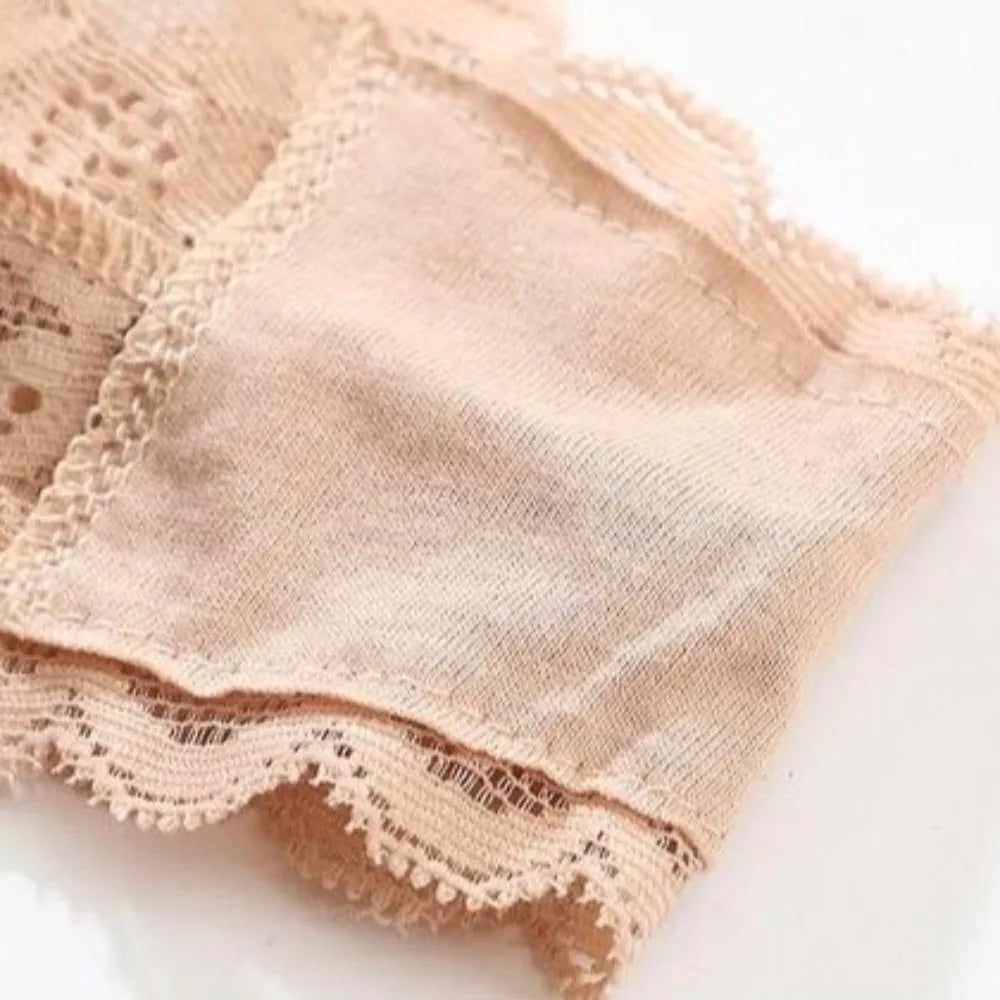 Sweet Low Waist Lace Seamless Panties Thong Bow Underwear for Women Transparent Cotton Crotch Mesh Lace Briefs Lady