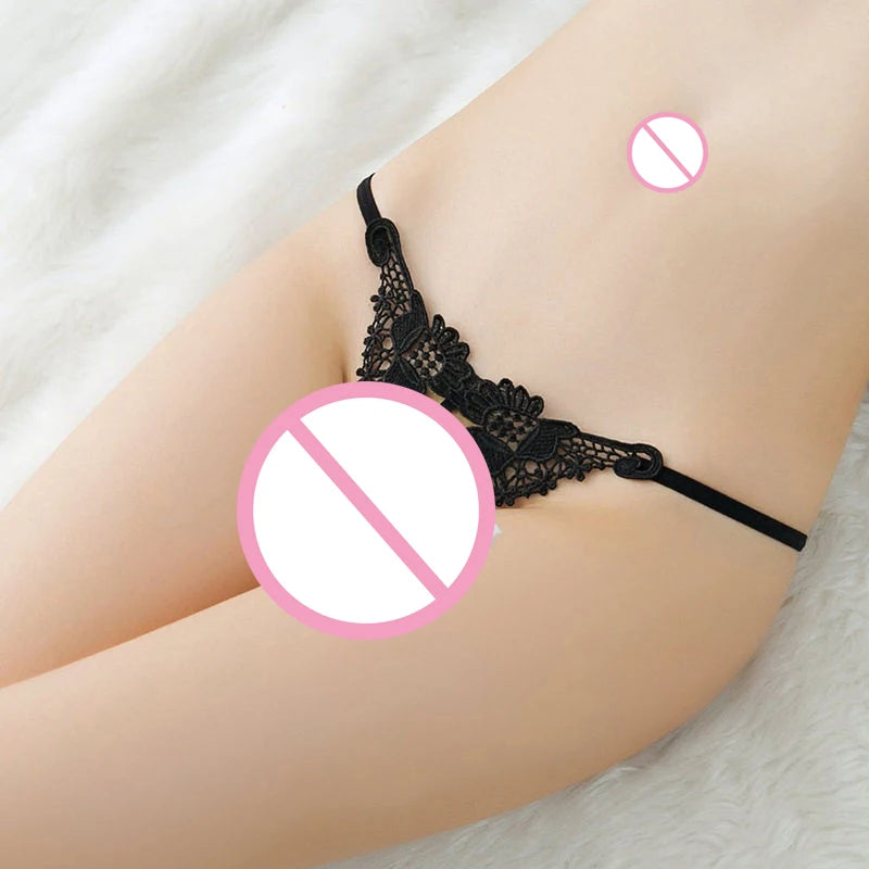 T Panties Female Underwear Lace Seamless Thongs Women's Pants Sexy Pearl G-String Erotic Women Crotchless Breathable Sleepwear