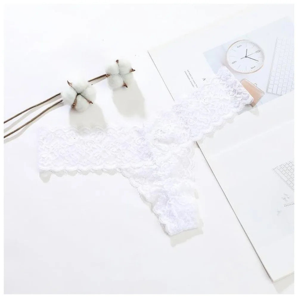 Sweet Low Waist Lace Seamless Panties Thong Bow Underwear for Women Transparent Cotton Crotch Mesh Lace Briefs Lady