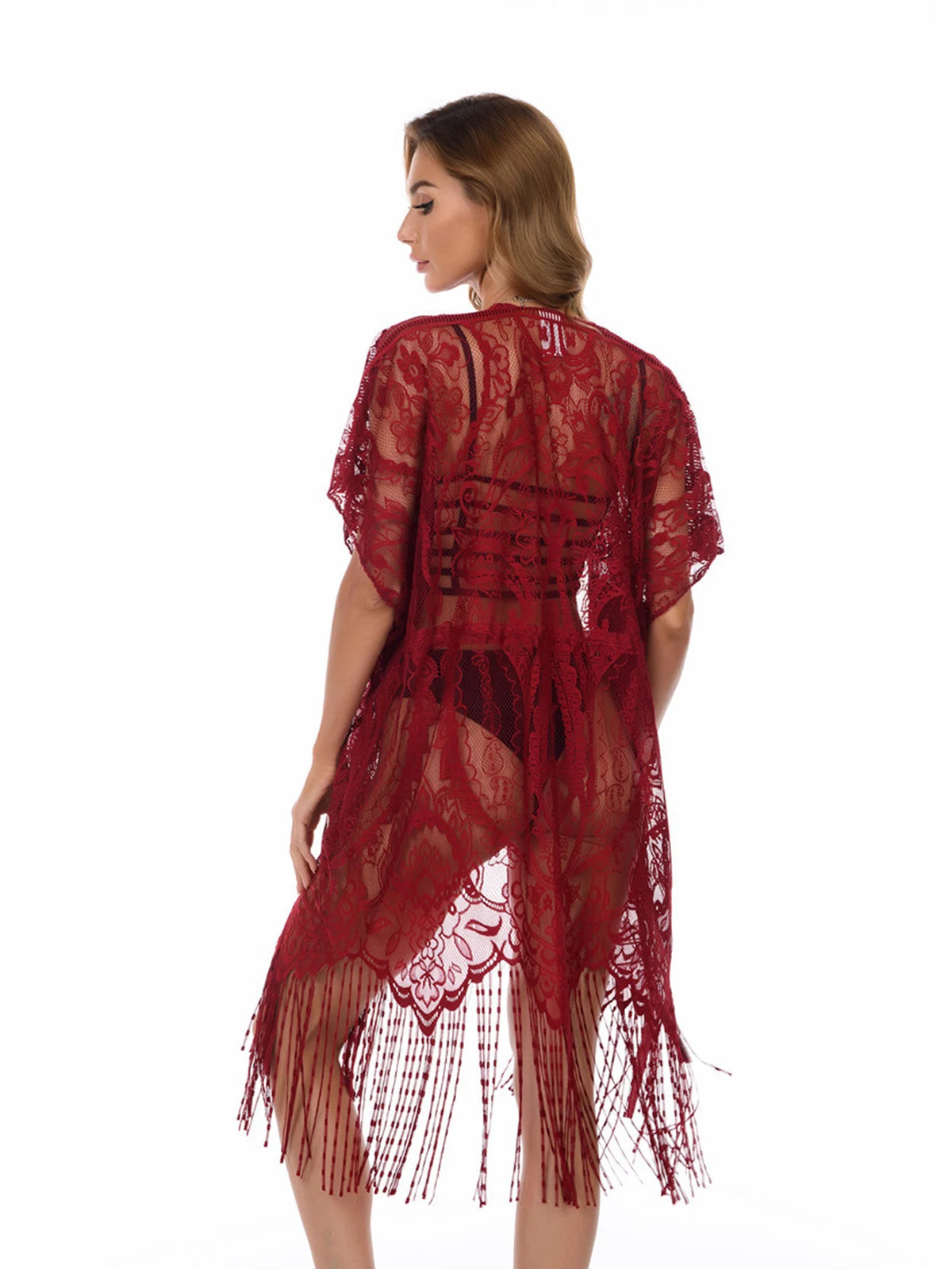 Women Swimsuit Cover Up Tassels beach sarong Long Beach Dress Floral Lace Bathing Suit Kimono Bikini Swim Coverup