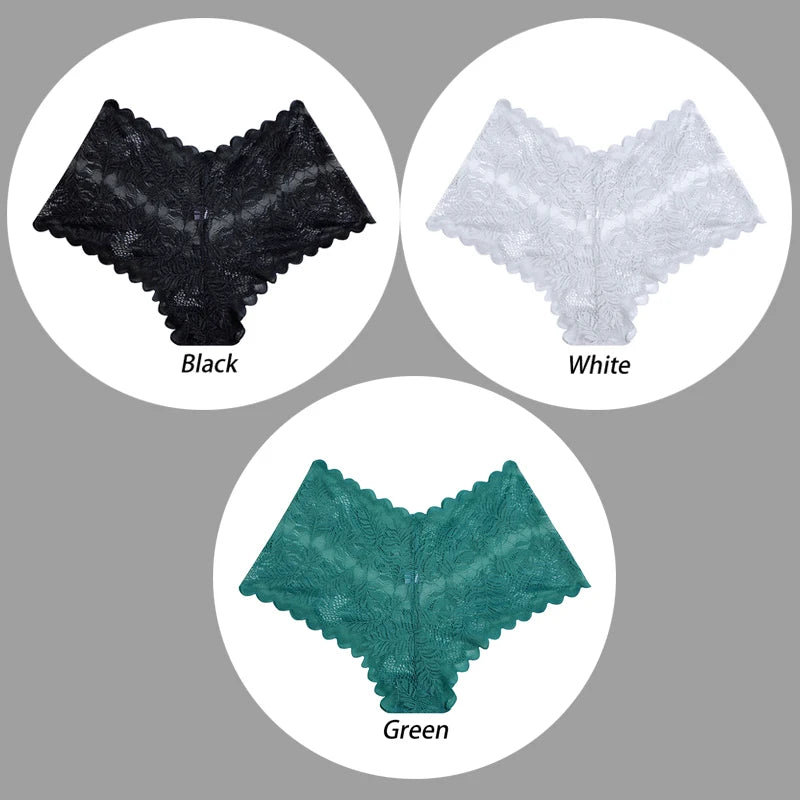 3PCS Underwear Women Sexy Lace Women Panties Seamless Hollow Out Briefs Transparent Female Underwear Breathable Lingerie