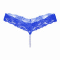 Sexy Underwear Women Erotic Sexy Lace T-Pants Pearl Massage Panties Ladies Transparent Seamless Sexy Thongs Crotchless Panties