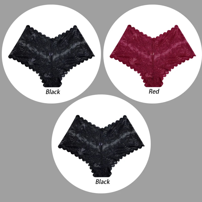3PCS Underwear Women Sexy Lace Women Panties Seamless Hollow Out Briefs Transparent Female Underwear Breathable Lingerie