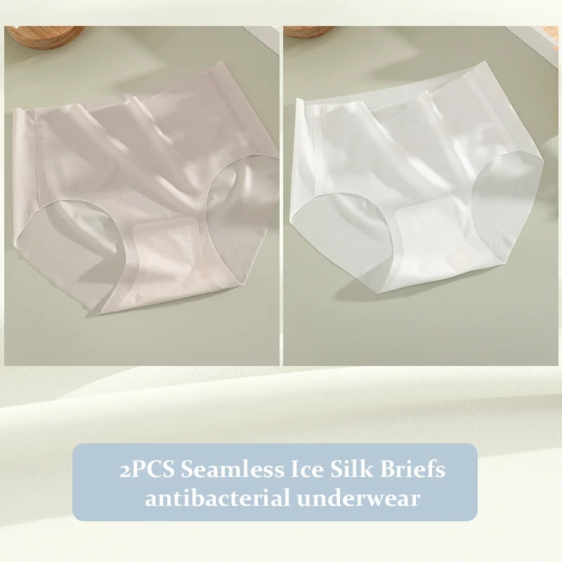 2PCS Ultra-thin Transparent Briefs Women's Panties Sexy Seamless Breathable Underwear Female Stretch Erotic Korean Lingerie