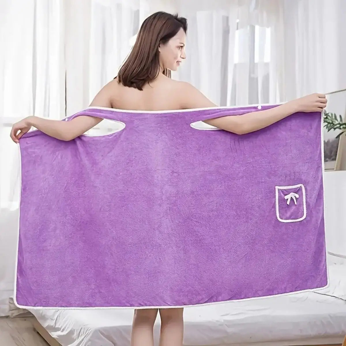 Absorbent Quick Dry Women's Wearable Bath Towel Multi Purpose Cover Up for Beach Spa Gym Daily Use