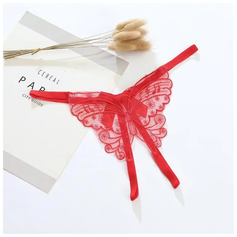 Women Sexy Lingerie Thong Open Panties Crotch Lace T-back Bow Underwear Crotchless Pants Open Back Underpants Briefs