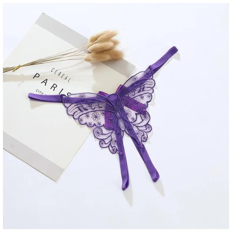 Women Sexy Lingerie Thong Open Panties Crotch Lace T-back Bow Underwear Crotchless Pants Open Back Underpants Briefs