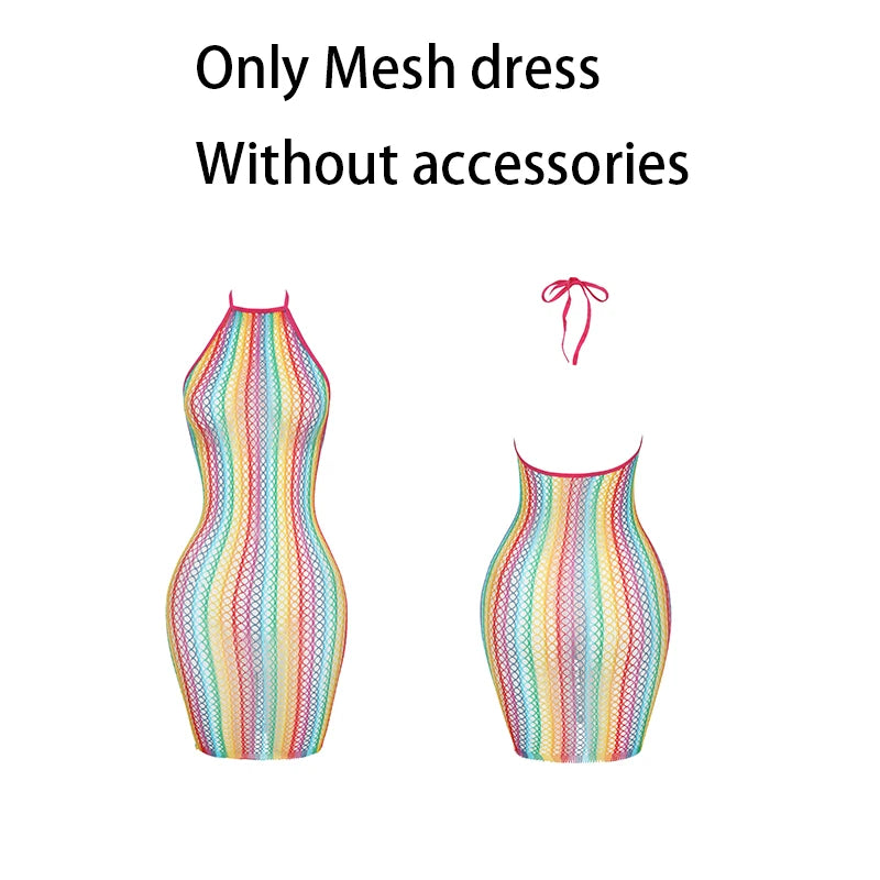 Women Summer Beach Cover Up Hollow Out Beachwear Bodycon Dress Without Underwear Sheer Mesh Fishnet Music festival Swimsuit