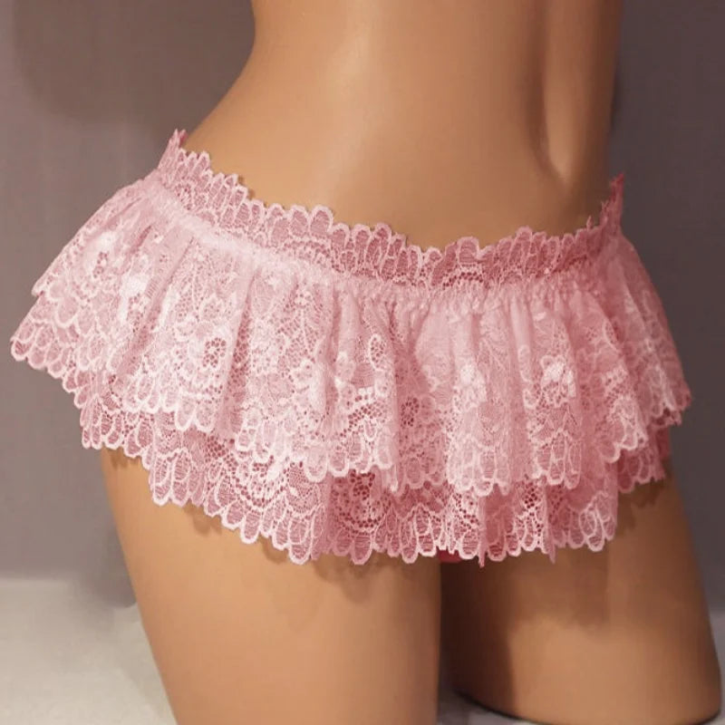 Sexy Underwear Women Erotic G-String Lace See Through Miniskirt Garter Belt Porno Panties Flirting Sex Lingerie Pole Dance Tanga