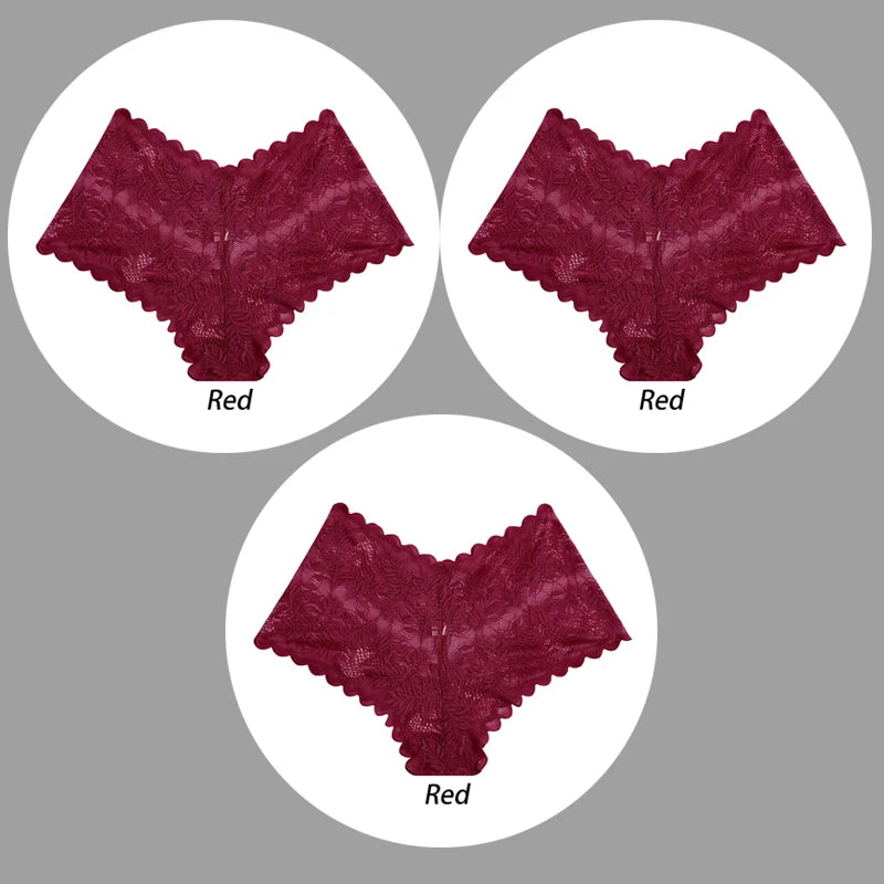 3PCS Underwear Women Sexy Lace Women Panties Seamless Hollow Out Briefs Transparent Female Underwear Breathable Lingerie