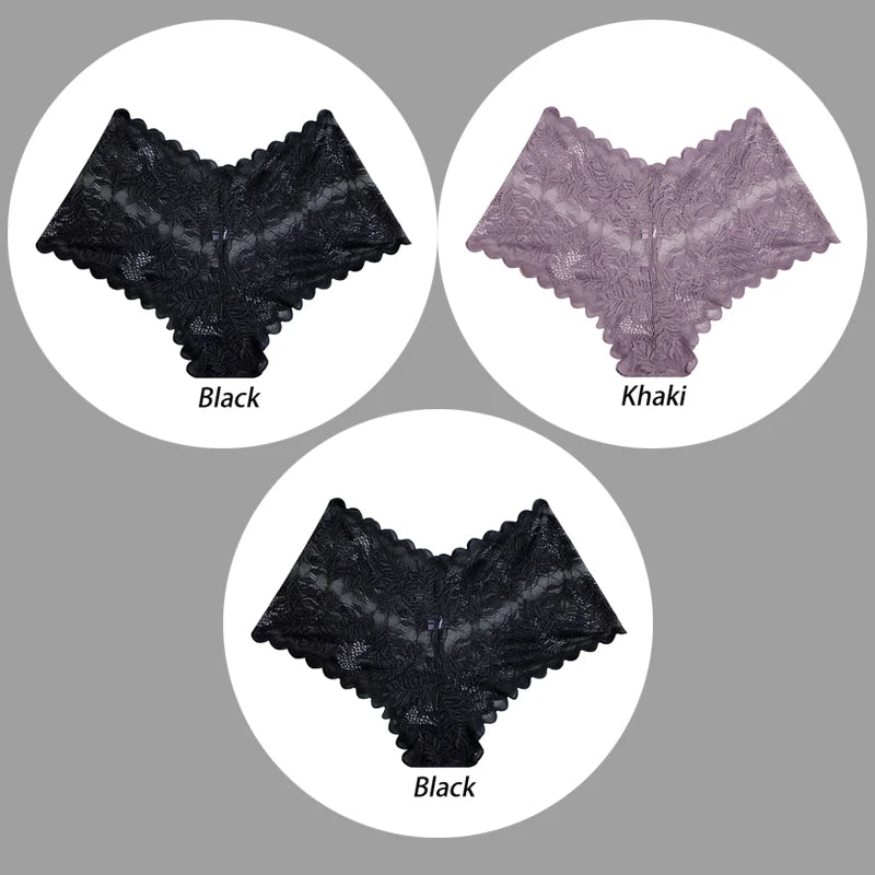 3PCS Underwear Women Sexy Lace Women Panties Seamless Hollow Out Briefs Transparent Female Underwear Breathable Lingerie