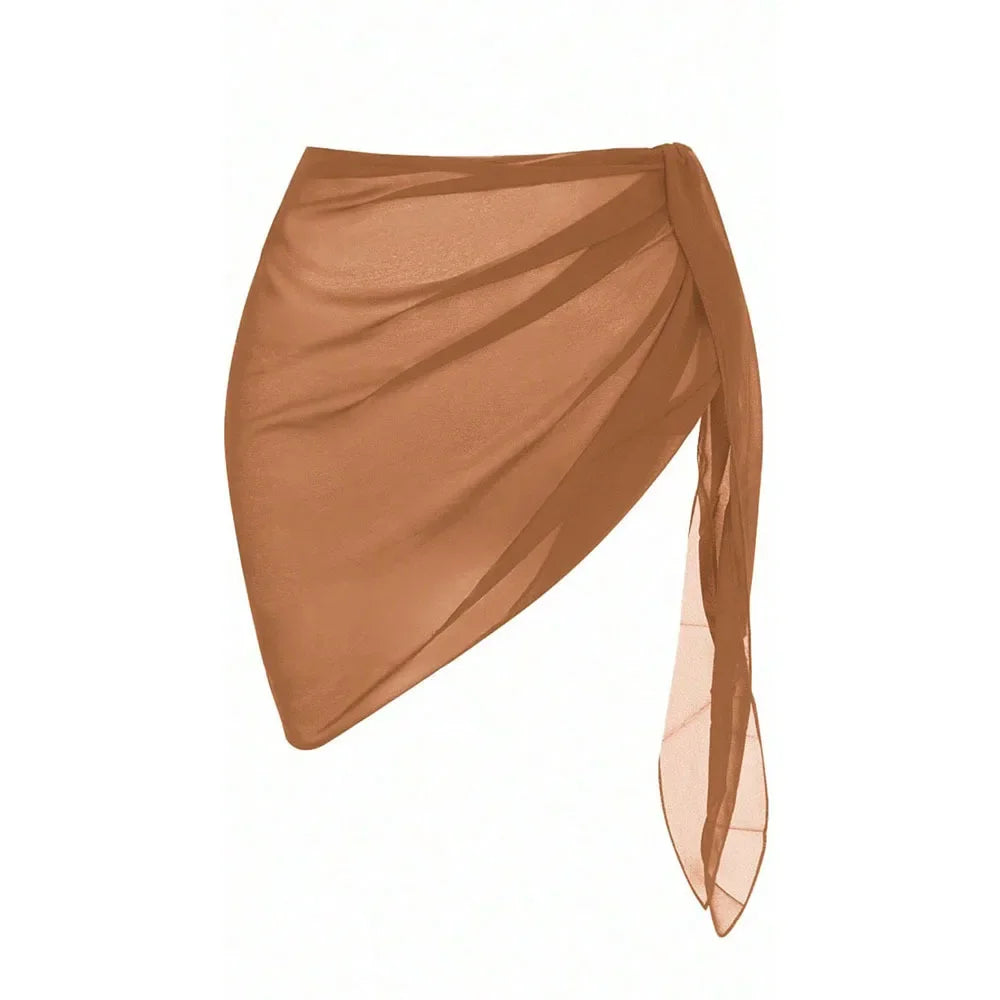 Women Summer Short Sarongs Swimsuit Coverups Beach Bikini Wrap Sheer Short Skirt Chiffon Scarf Cover Ups for Swimwear